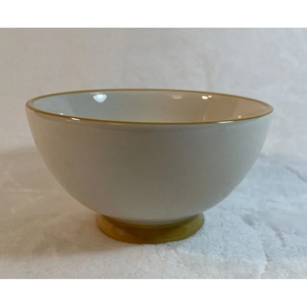 Pier 1 Bunny Rabbit Pals Ceramic Cereal Bowl Yellow Trim 5.75